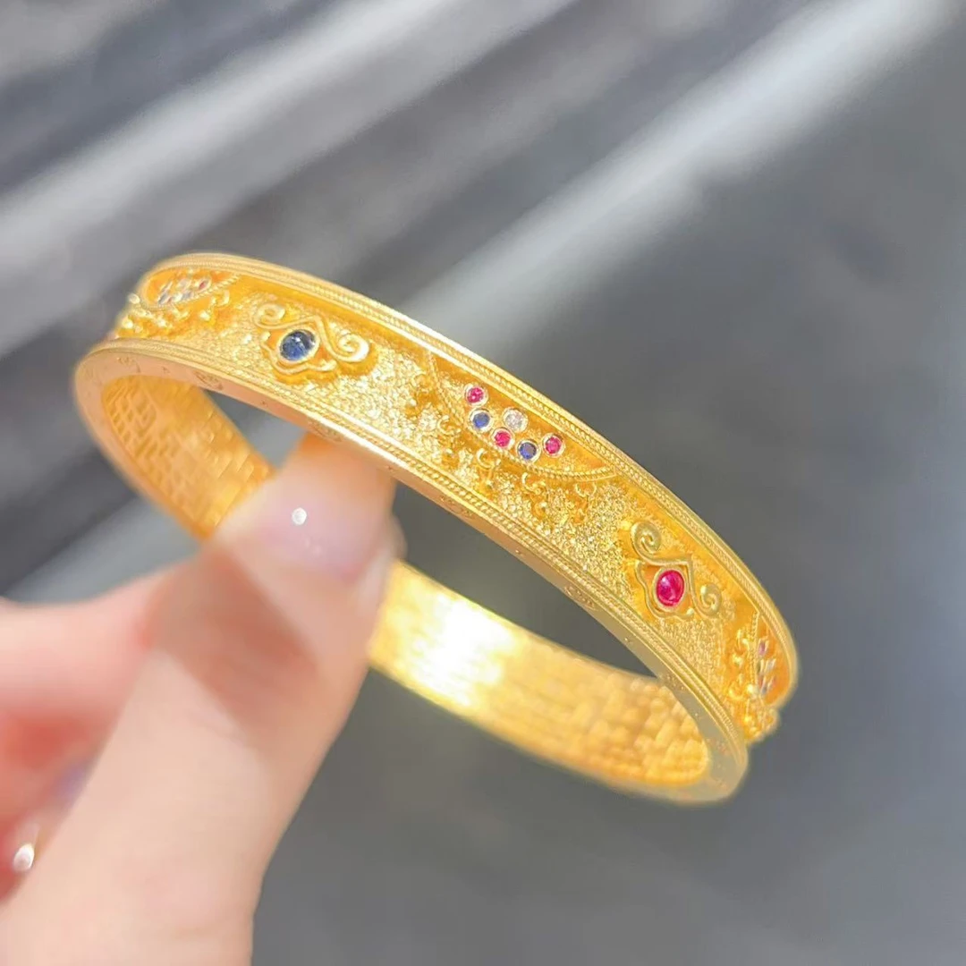 【新美源】足金999 镶嵌工艺 如意芳菲镯