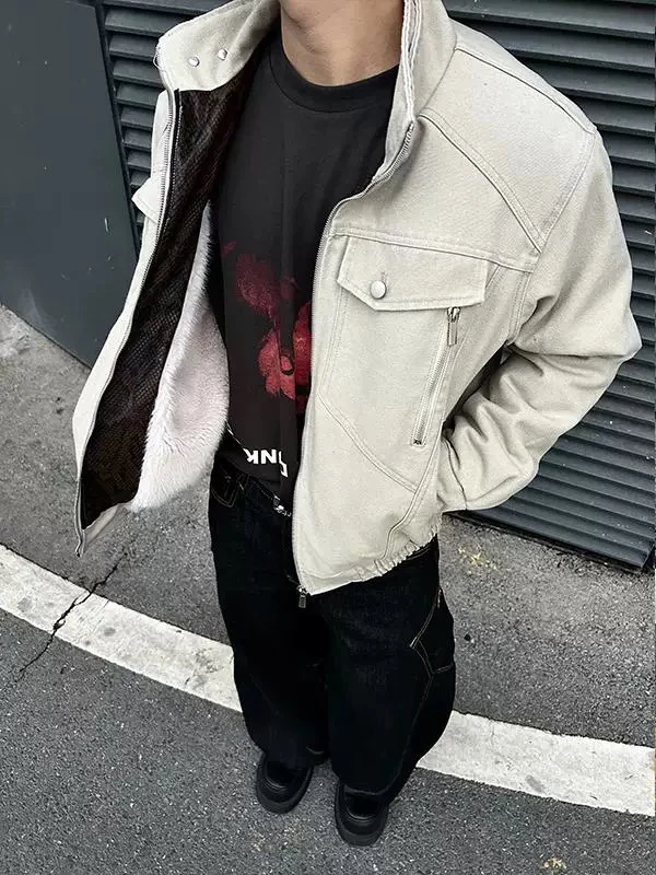 【慌慌】蛇年限定座山蟒重磅美式复古工装夹克宽松cleanfit外套潮牌