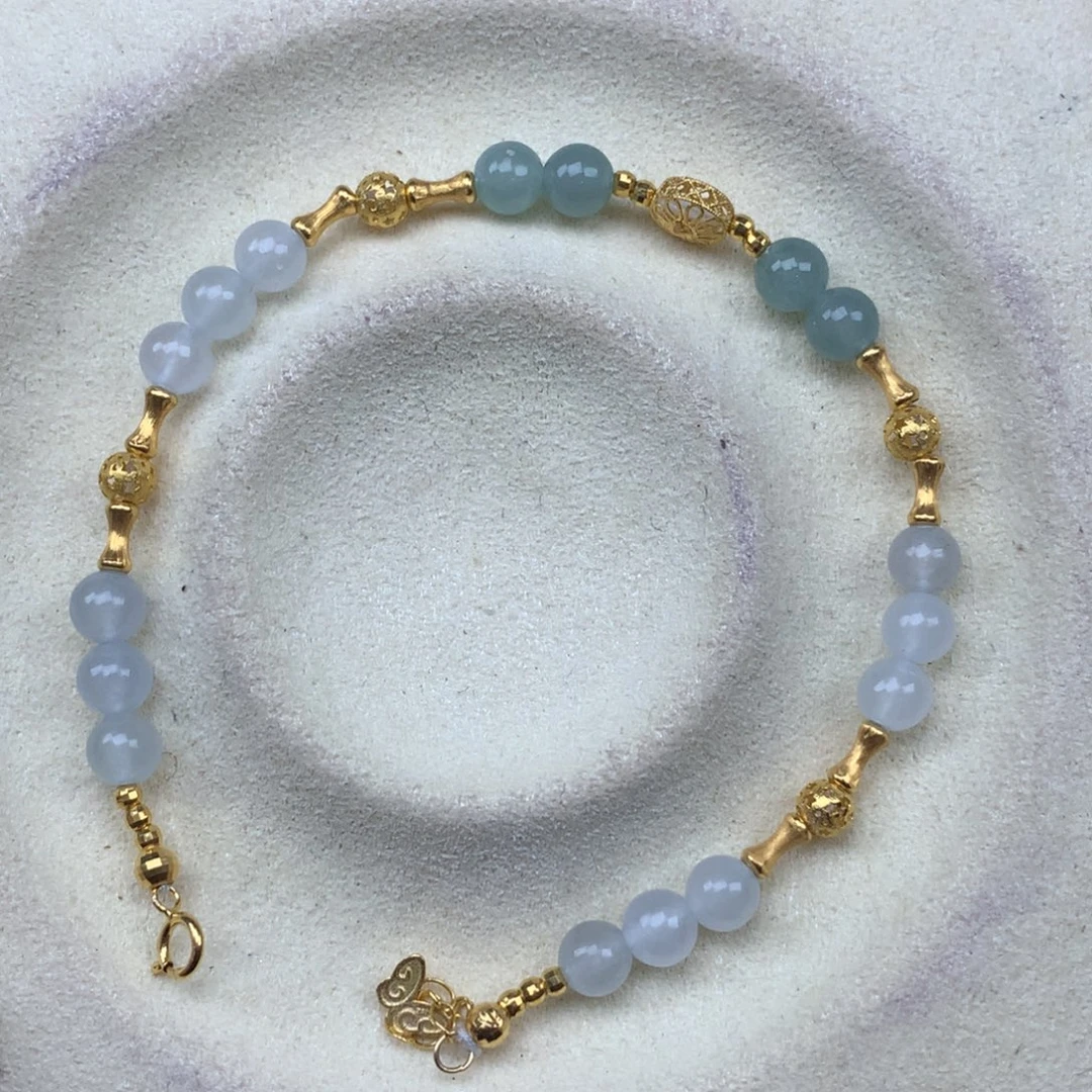 翡翠18K金镶嵌颈饰手链