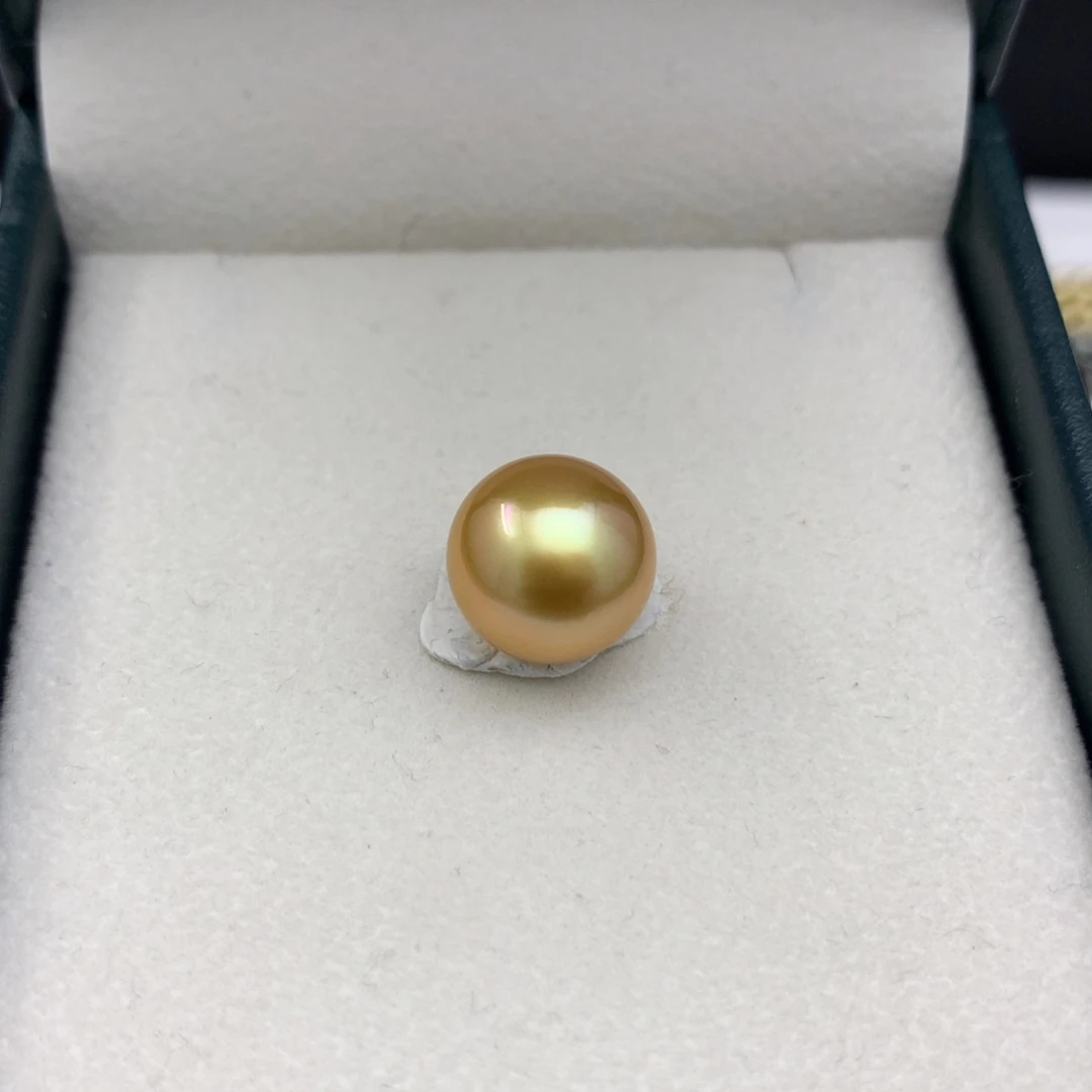 海水珍珠裸珠浓金珠正圆强光12mm