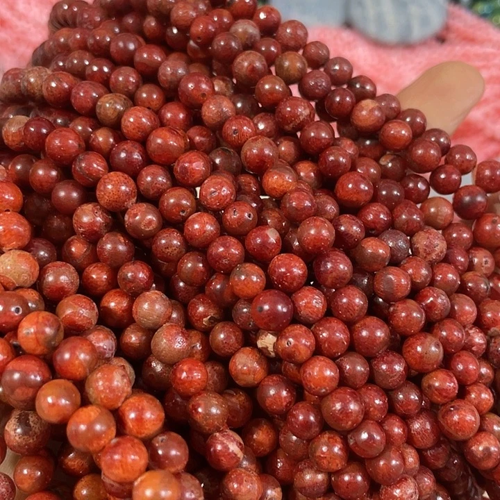 玛瑙/玉髓合金珠宝半成品一条6mm原枝血料圆珠