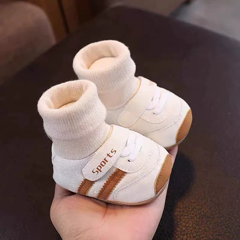 春秋季婴儿鞋男女宝宝0-1岁鞋袜一体不掉跟软底防滑学步6-9-12月