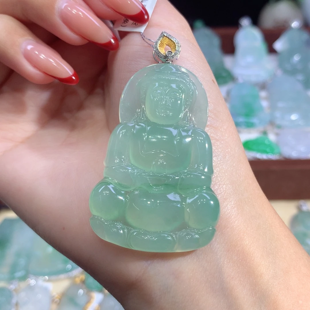 吊坠(不含链)18K金镶嵌翡翠