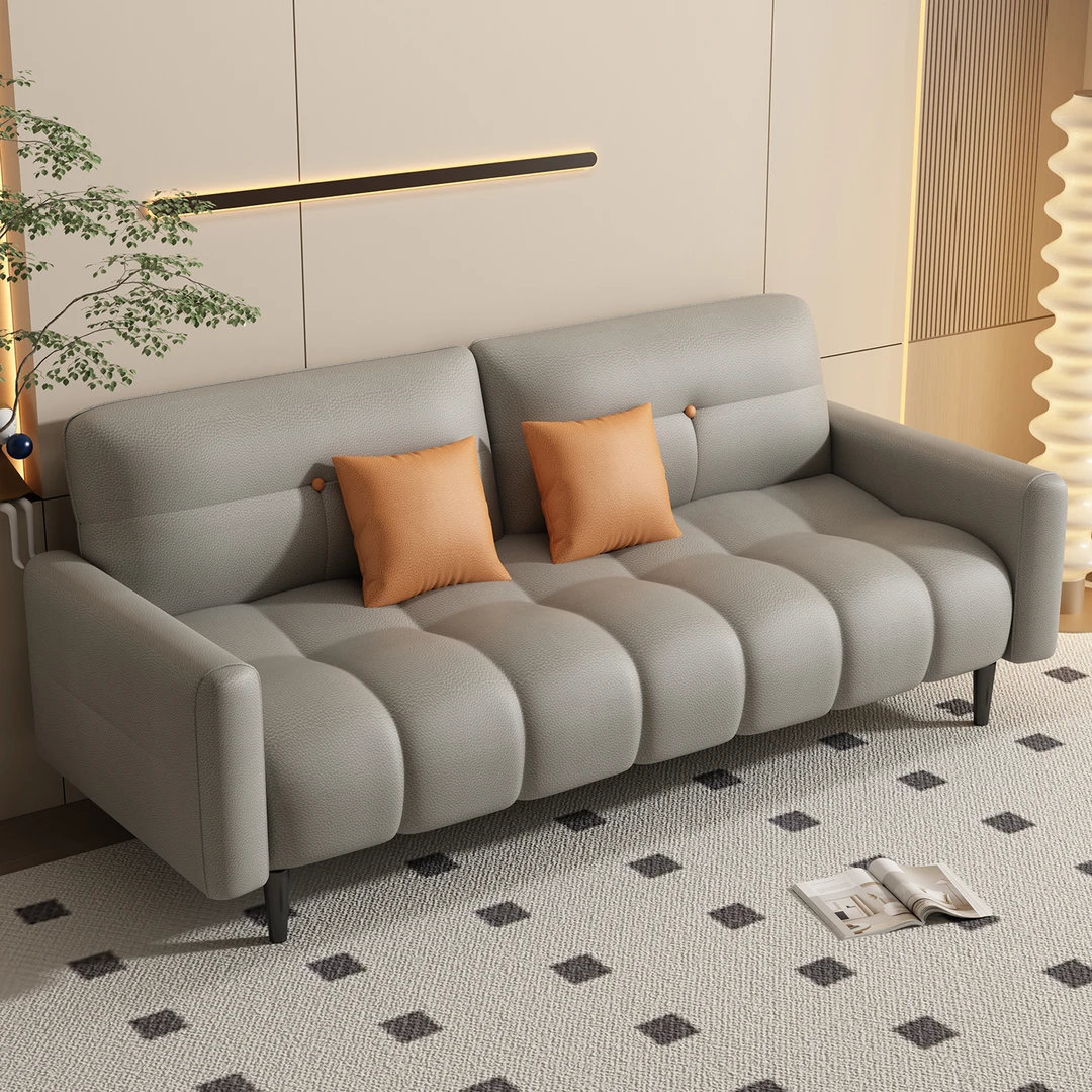 简易沙发猫爪皮一体两用小户型客厅出租房现代简约多功能沙发床