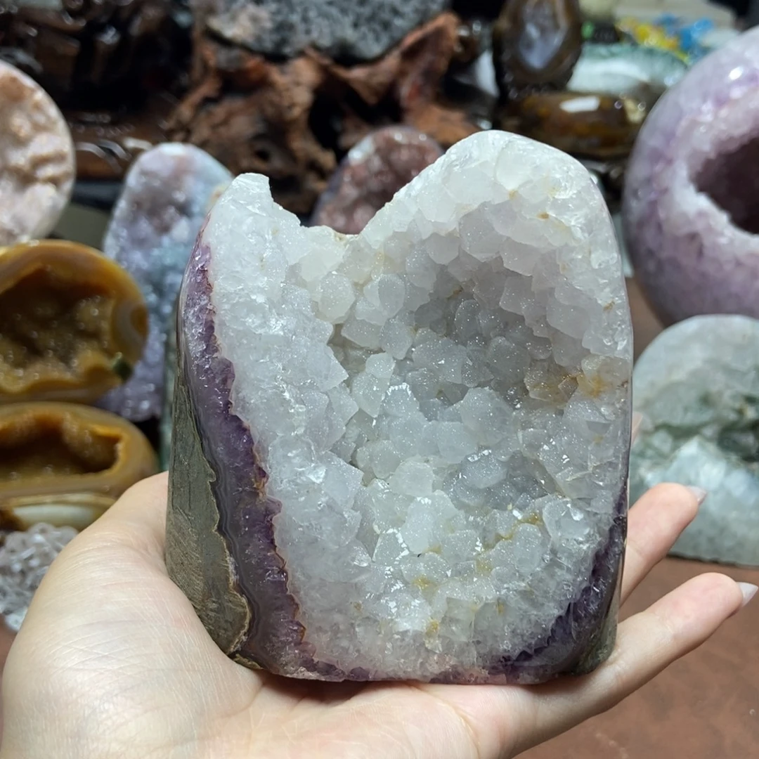 紫晶未镶嵌摆件水晶