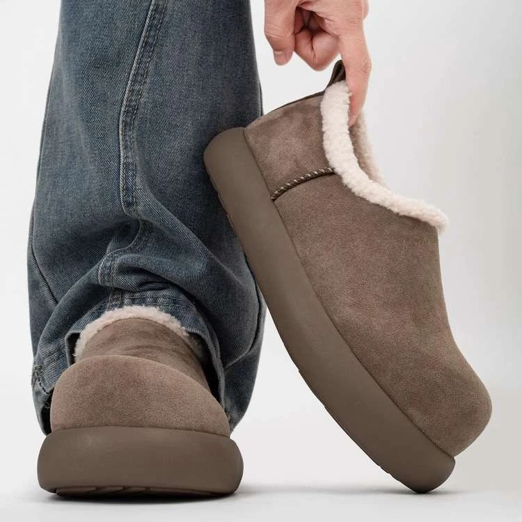 马登冬季加绒小土豆勃肯鞋男女厚底一脚蹬增高大头毛毛穆勒棉鞋雪