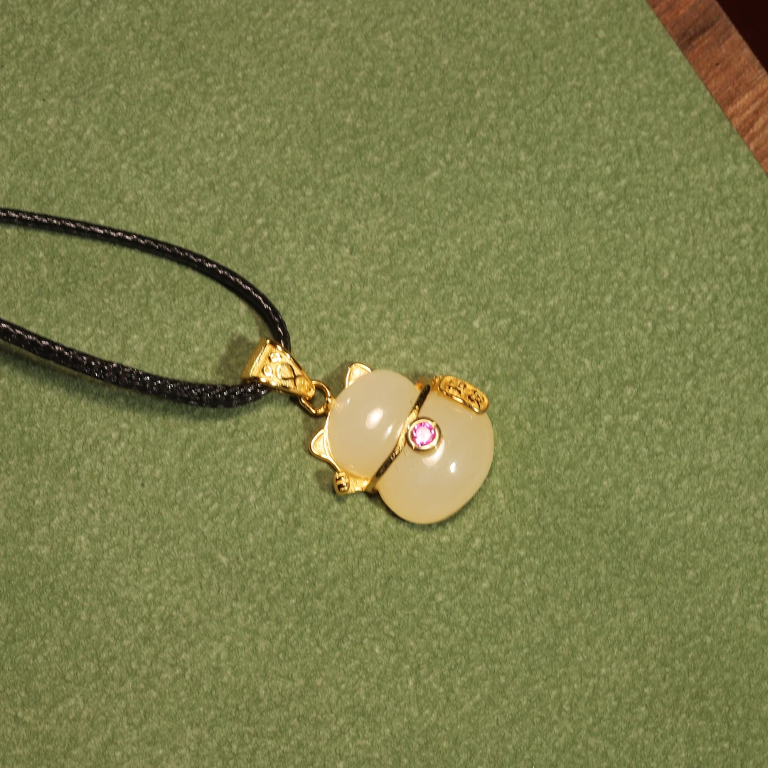 【小娟珠宝】和田玉招财猫1359-g8