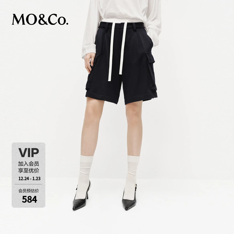 MOCO短裤2025春新品五分裤拼色高腰立体工装口袋运动风MBE1SOTT06