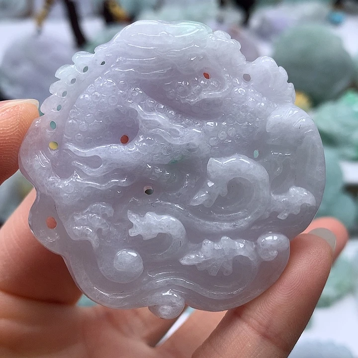 翡翠未镶嵌颈饰仿古龙行天下两面工艺福利