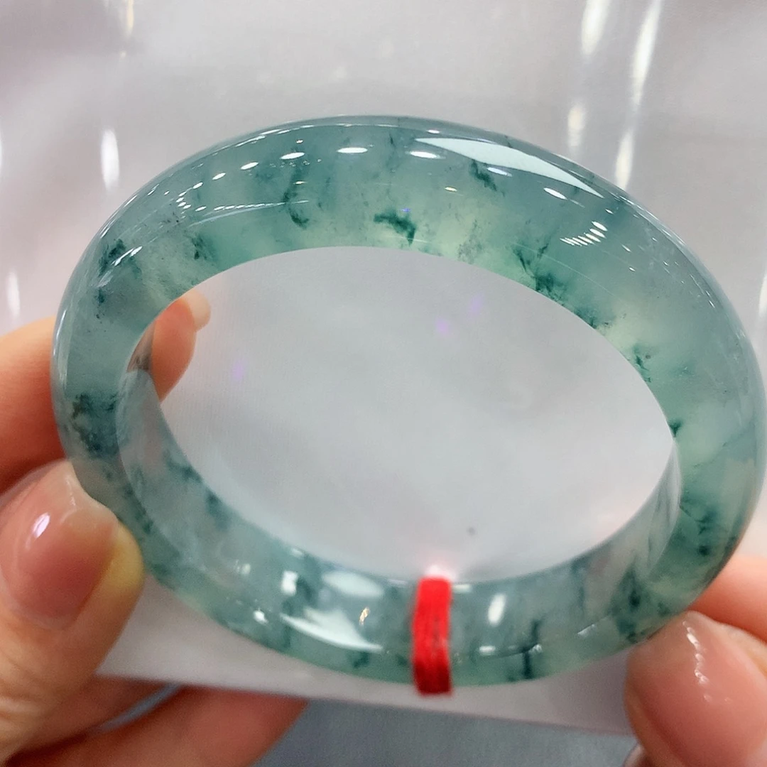 翡翠未镶嵌手镯53正圈两