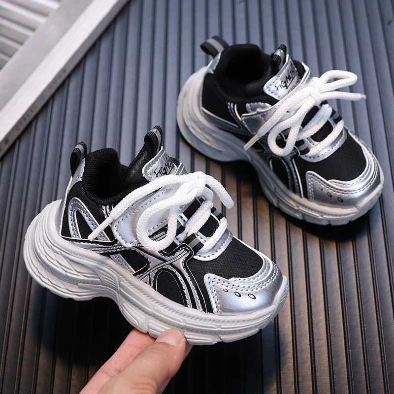 2025秋季新款儿童运动鞋1-3-6岁宝宝鞋防滑皮面男女童休闲老爹鞋