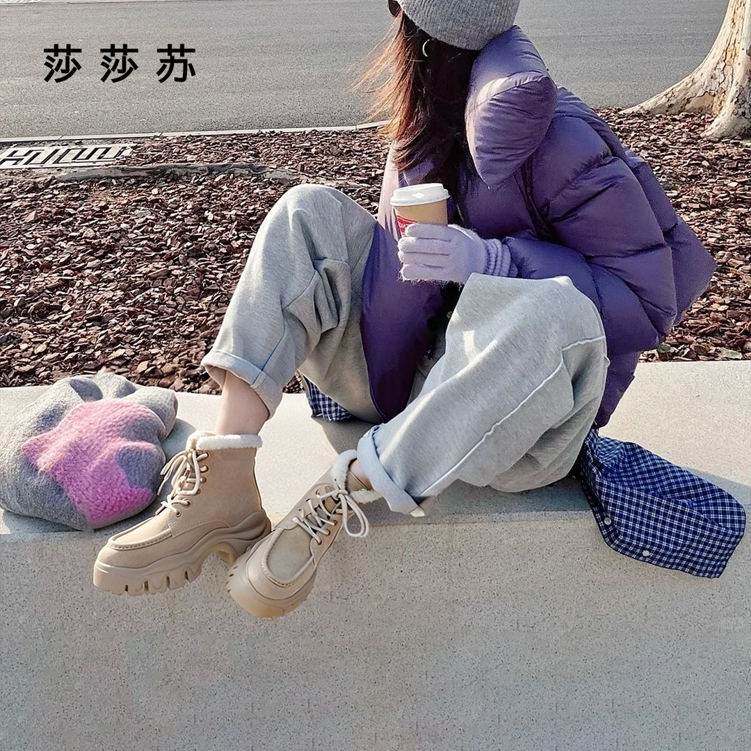 【雪山精灵】莎莎苏2025年冬季增高绒里保暖休闲马丁靴女ZA65974-30