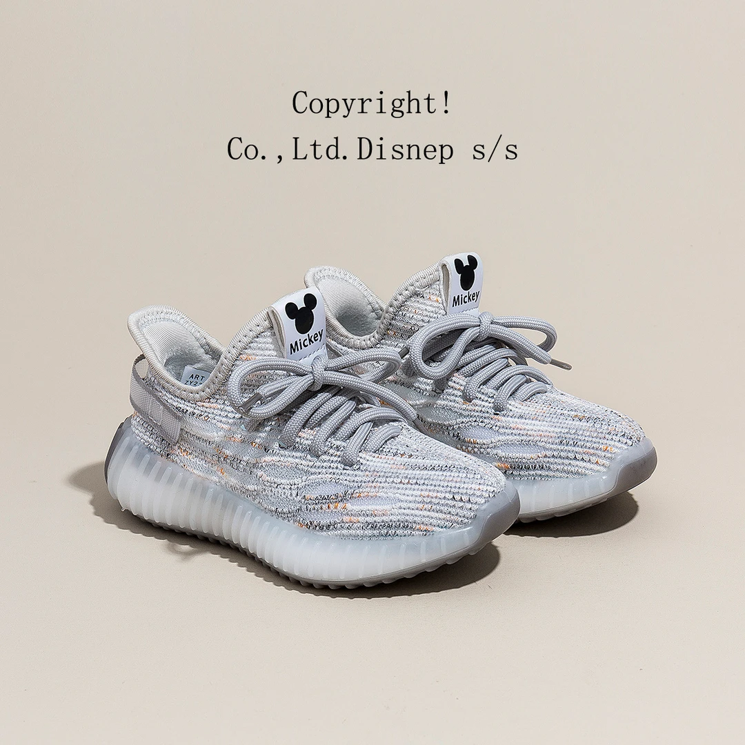 迪士尼2025春夏新款一脚蹬飞织儿童运动鞋潮男女童时尚网面椰子鞋
