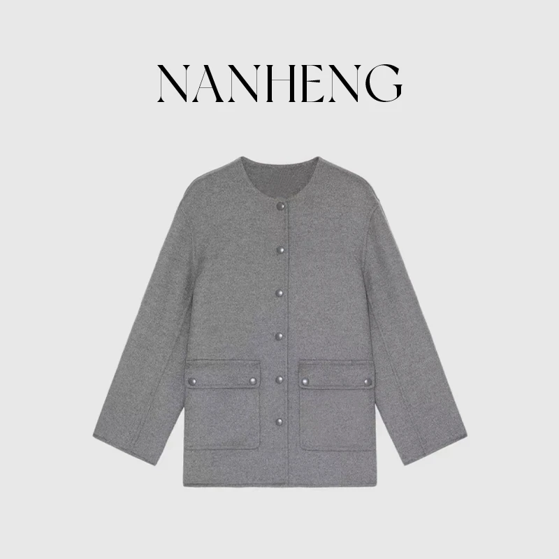 101901女装24冬新款羊毛双面呢短款大衣简约