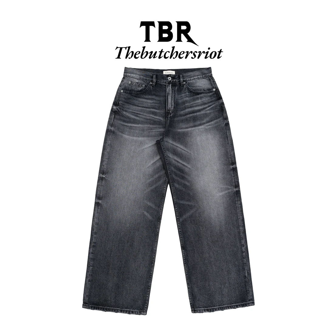 TBR 人体工程系列001牛王 水洗灰牛baggy版型牛仔裤子
