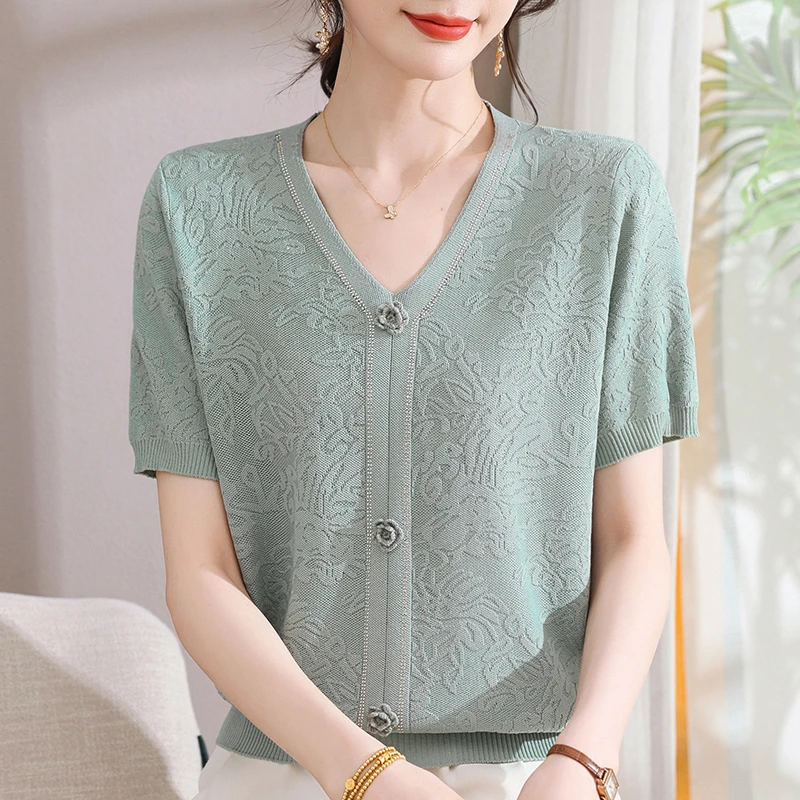 母亲节2025新款妈妈夏装短袖T恤中老年女夏季洋气上衣薄款气质