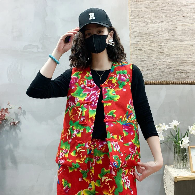 2025早春新款东北大花马甲民族风广场舞秧歌演出服饰