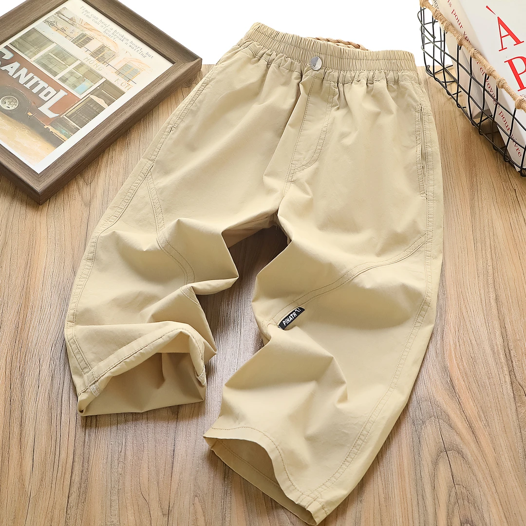 夏季儿童拼接弯刀中大童纯棉休闲长裤 959