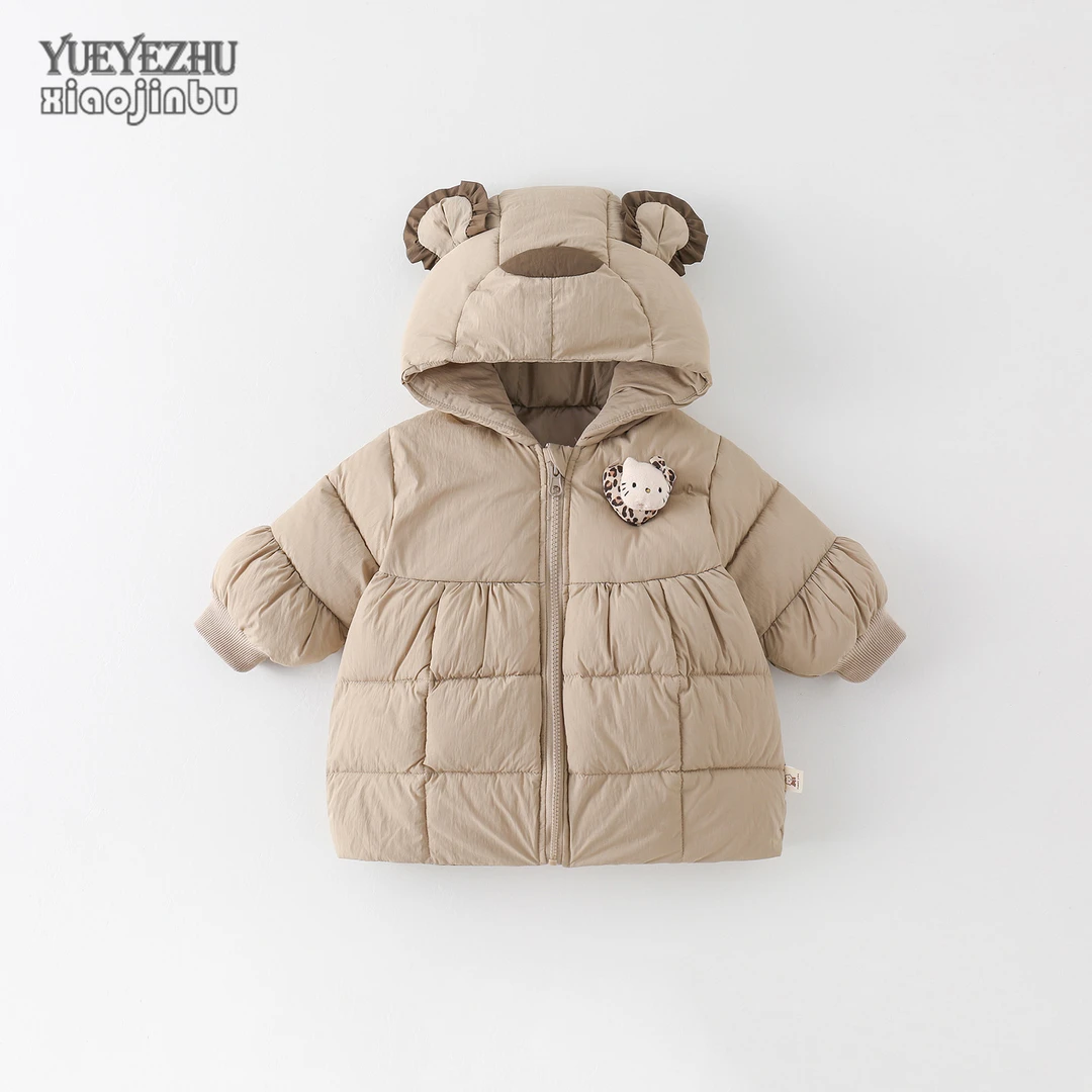 女宝宝中长款棉服外套冬季韩版洋气儿童保暖连帽棉衣婴幼儿冬装潮