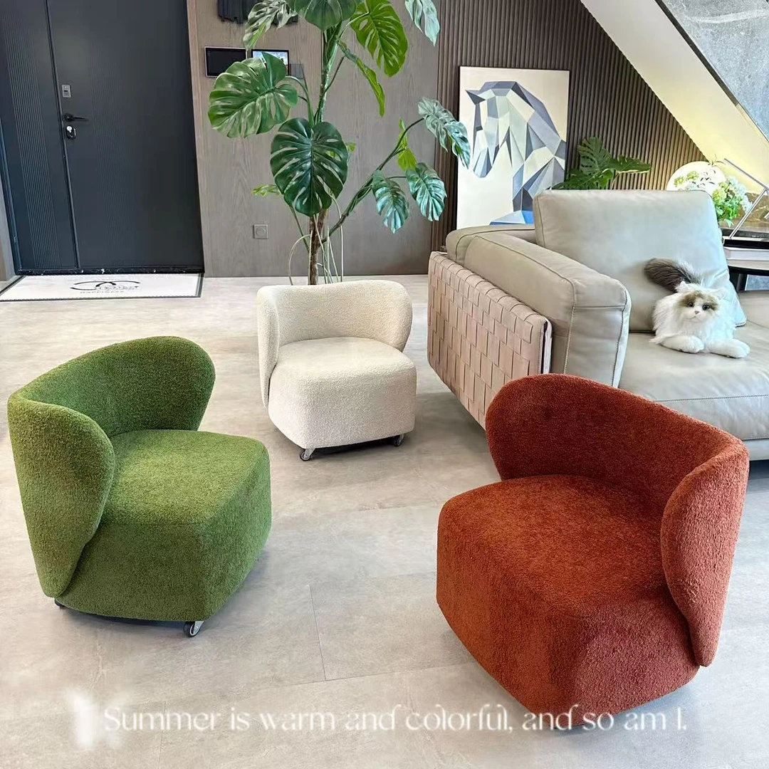 中古北欧多风格单人沙发休闲椅化妆凳客厅可移动布艺轻奢小沙发