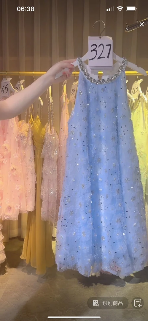 设计师轻奢连衣裙重工钉珠网纱裙女夏新高级感气质名媛挂脖连衣裙