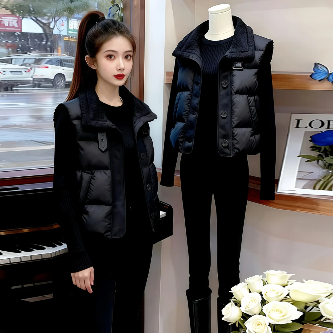 2025秋冬季新款百搭韩式宽松马夹女士百搭洋气爆款马甲慵懒风外套