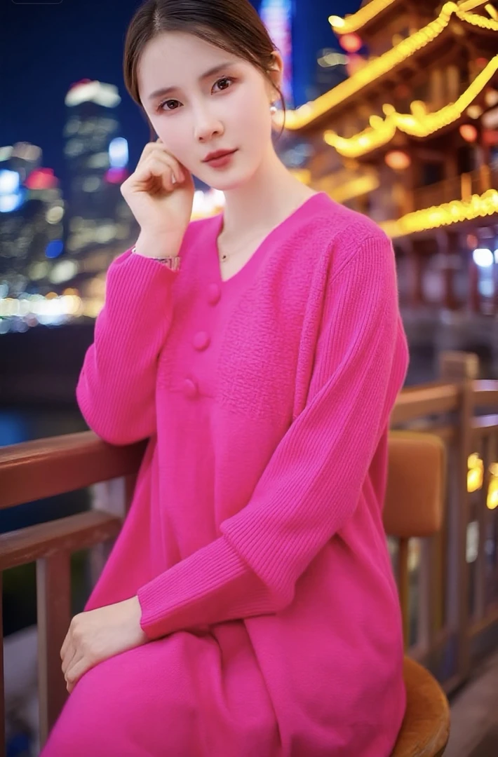 秋冬高弹力纯色显瘦网红长裙中长款常规连衣裙