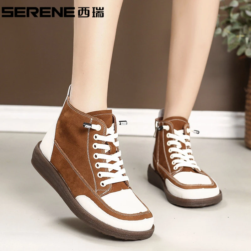 西瑞女鞋增高厚底高帮鞋2025年秋季新款时尚百搭透气舒适休闲女款