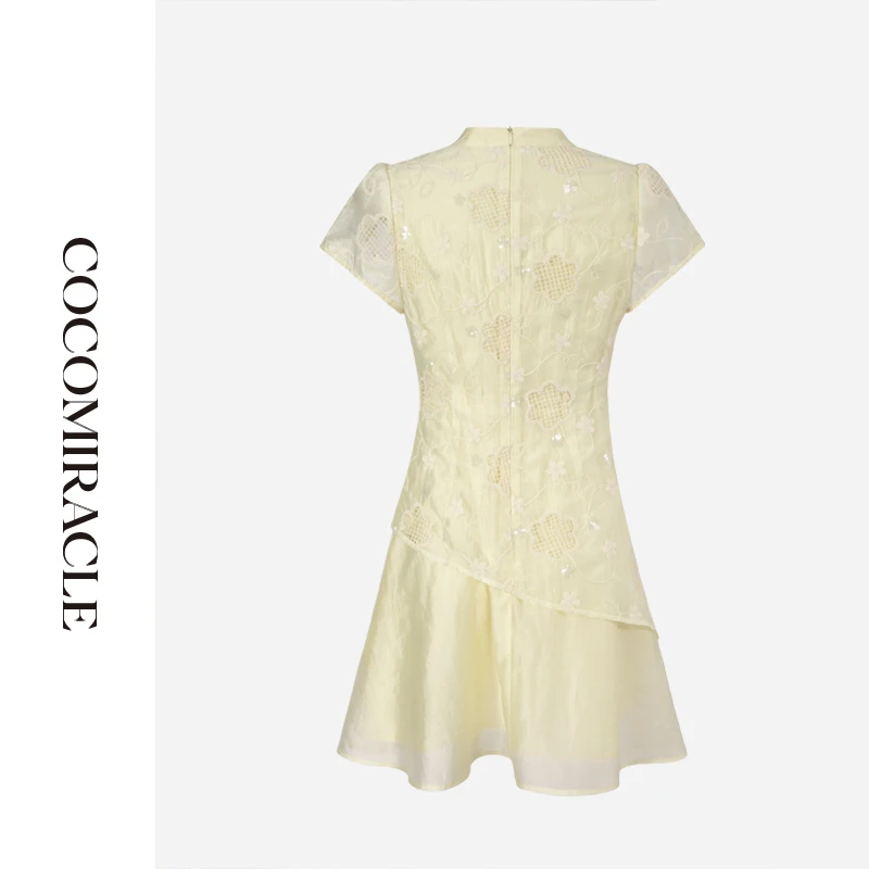 【黄蓉推荐】【素锦流年】新款刺绣镂空收腰连衣裙Q53LYQ5155