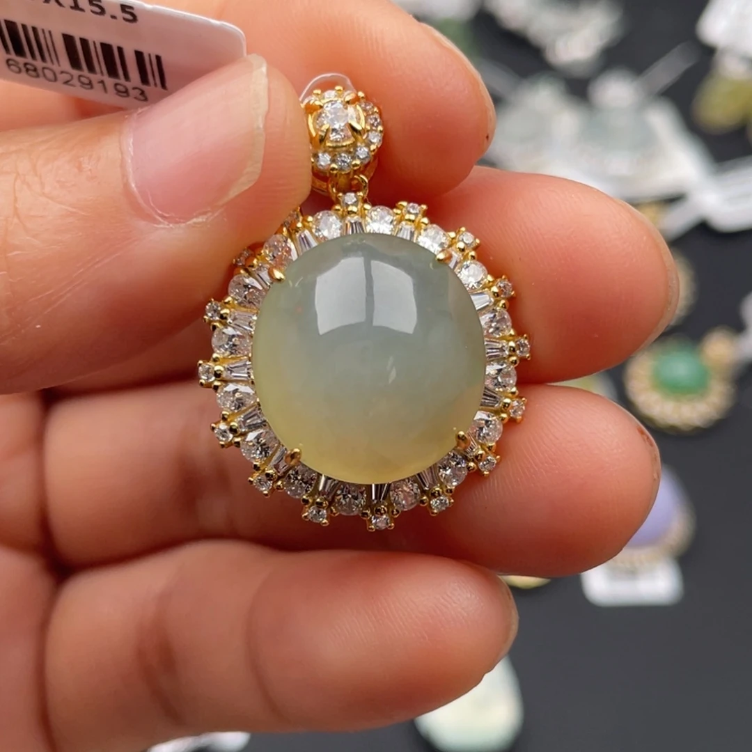 翡翠银S925镶嵌吊坠(不含链)