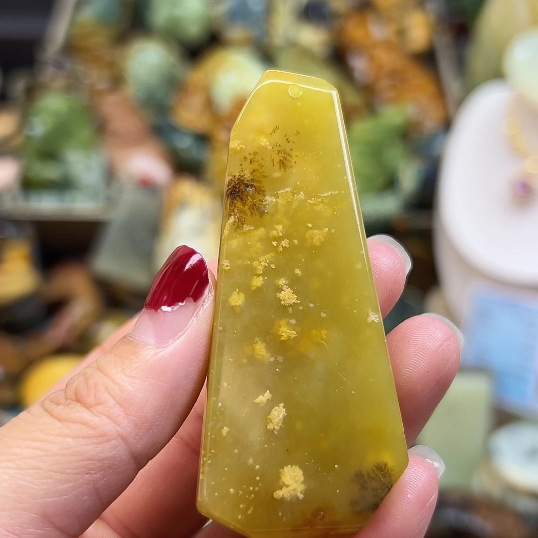 岫玉未镶嵌颈饰水草幸运石有瑕