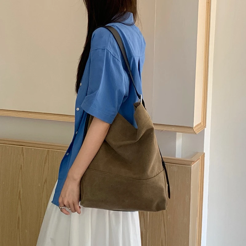 复古小众水桶包单肩款时尚斜挎包单根单肩ins纯色文艺简约风