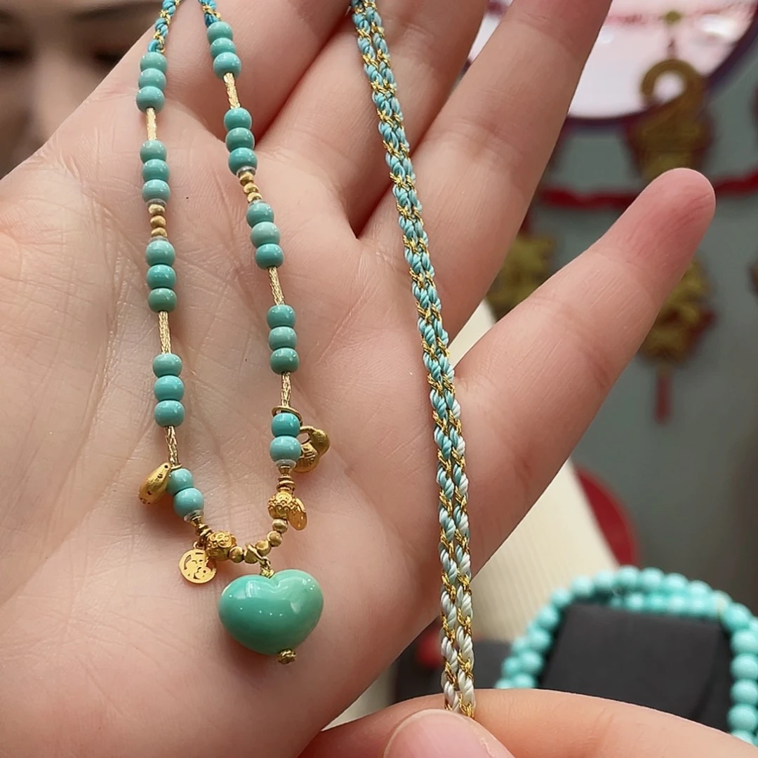 绿松石颈饰18K金镶嵌