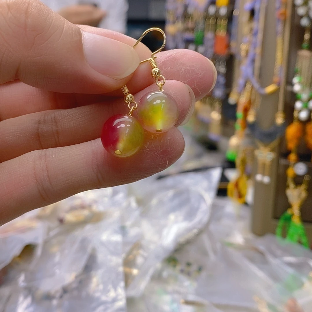 玛瑙/玉髓耳钉合金玛瑙