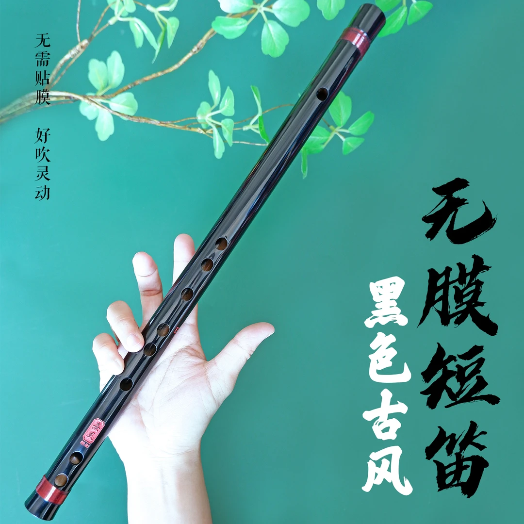 [熹风陆扬乐器]无膜孔古风黑色竹笛笛子苦竹无膜短笛初学专业音准