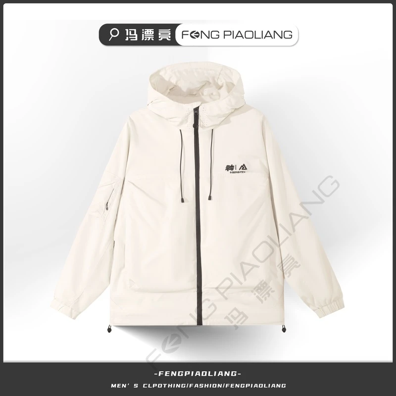 米【猎装狂徒】秋季流行潮流刺绣简约轻奢户外情侣款连帽冲锋衣001