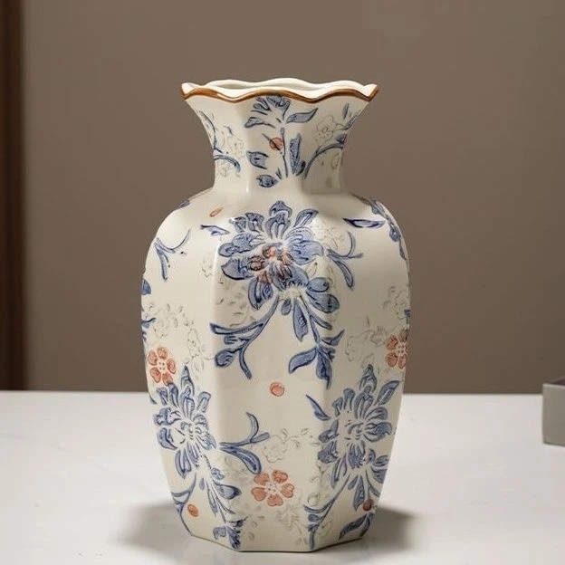 花瓶高级摆件青花瓷陶瓷中式家居花瓶复古客厅玄关鲜花插花装饰品