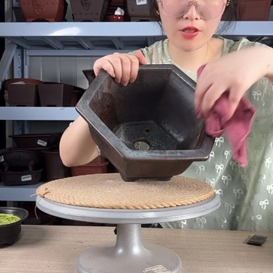 紫砂花盆宜兴紫砂六方高温烧制花盆花盆