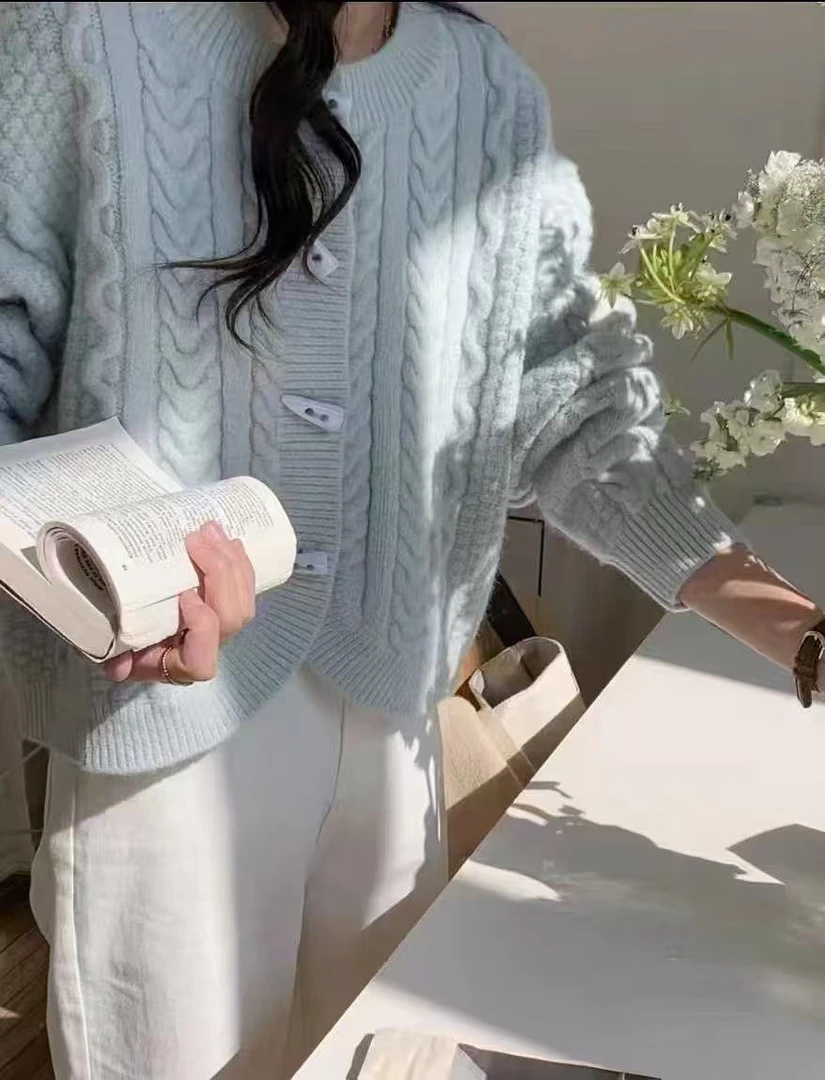 纯色圆领修身休闲风毛针织衫简约通勤厚款22519