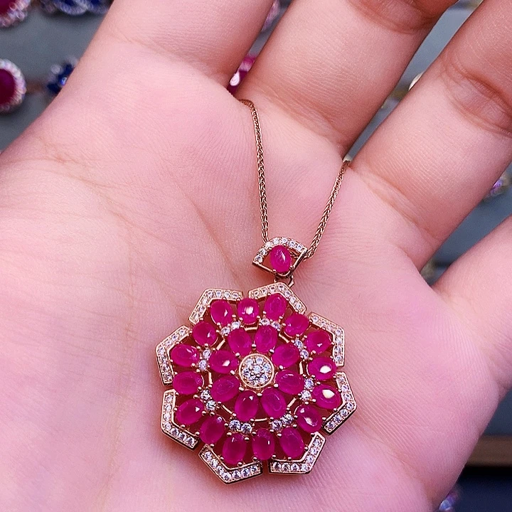 红宝石银S925镶嵌颈饰