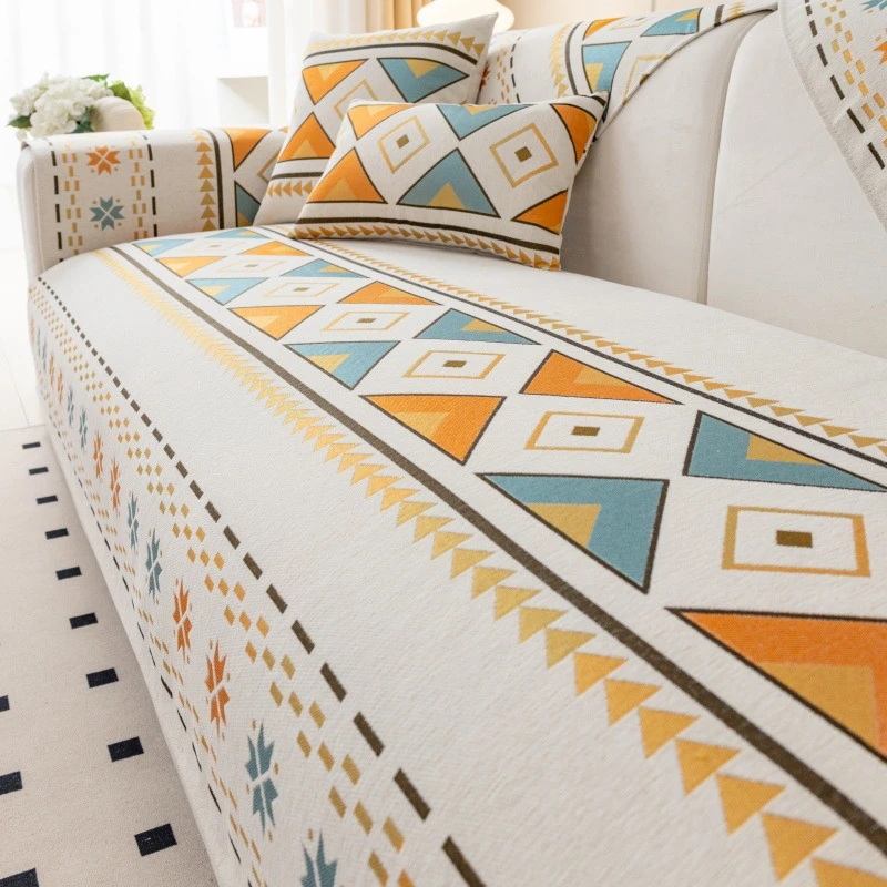 波西米亚沙发垫四季通用坐垫子防滑防尘轻奢雪尼尔沙发套罩盖布巾