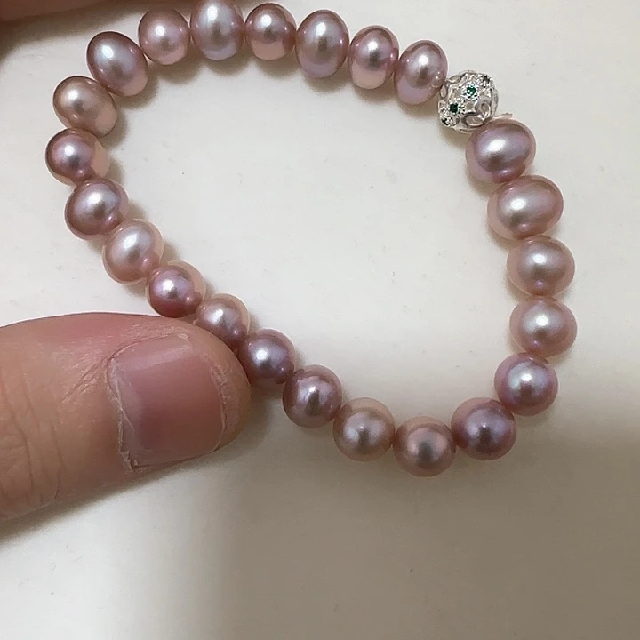 淡水珍珠手绳银S925镶嵌S***丶