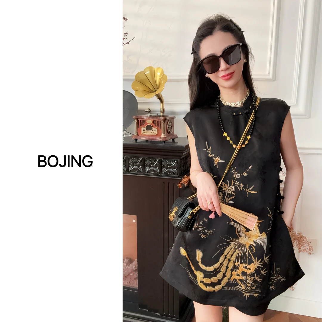 【凤鸣朝阳】新中式网红轻奢时尚夏季复古宽松马甲裙