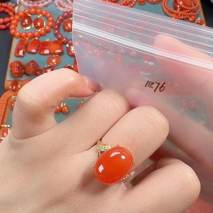 南红玛瑙银S925镶嵌戒指