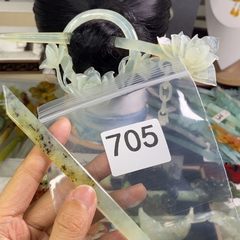 【闪购商品】岫玉发饰未镶嵌梦*