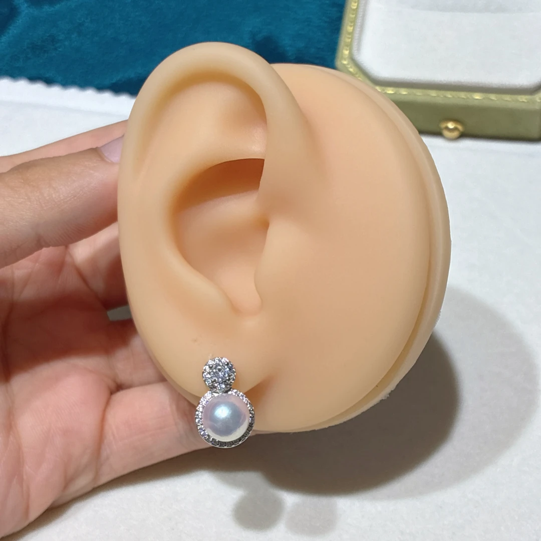 经典葫芦珍珠耳钉气质白色轻奢时尚百搭简约银针