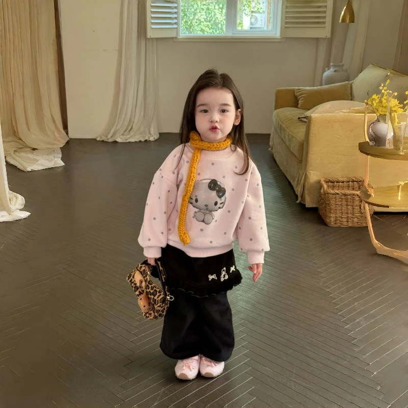 女童加绒套装2025新款儿童冬装洋气衣服女孩套头卫衣加绒裤两件套