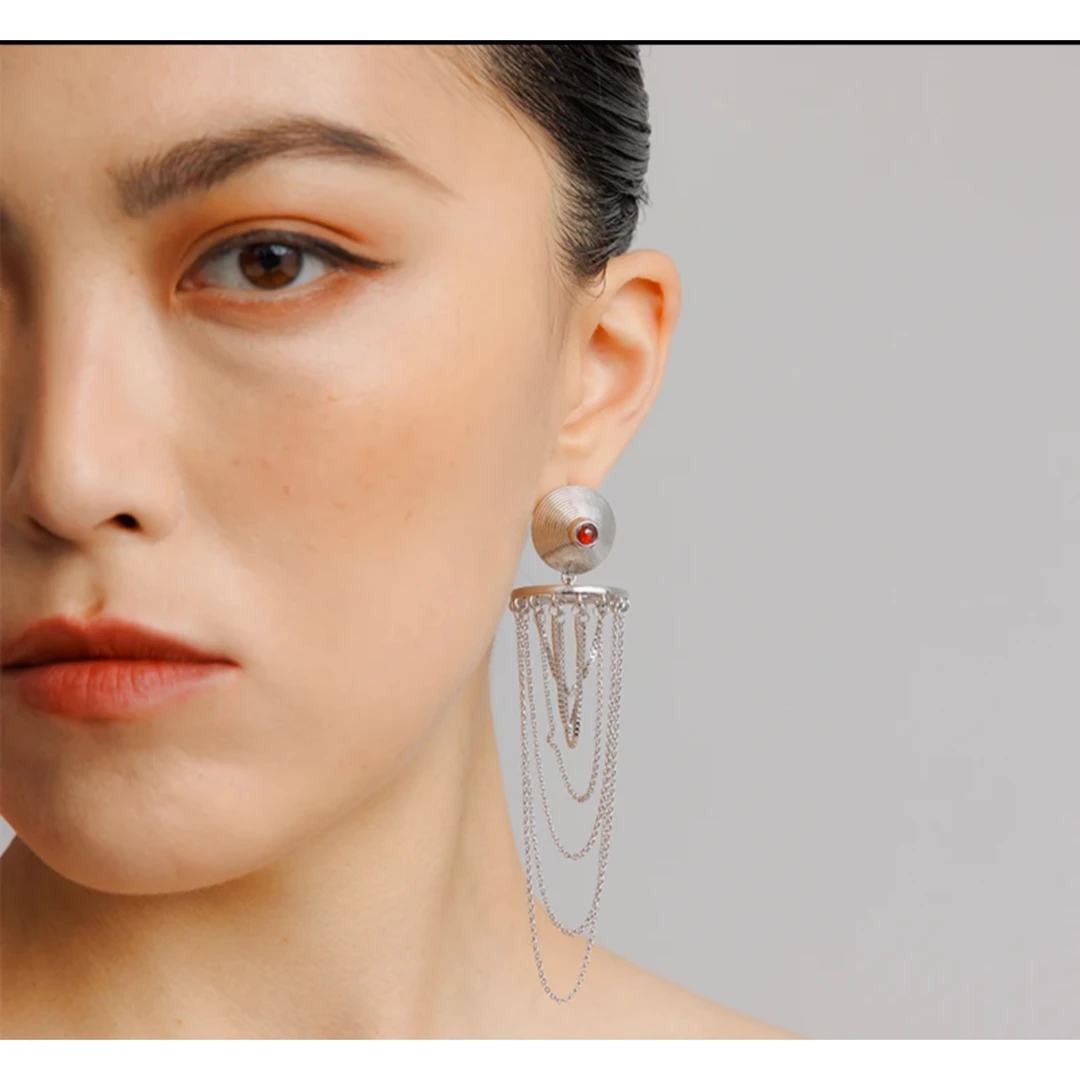 铜合金花岗石耳饰 【妙妙精选】HUANGNAJI螺旋流苏耳饰5150005