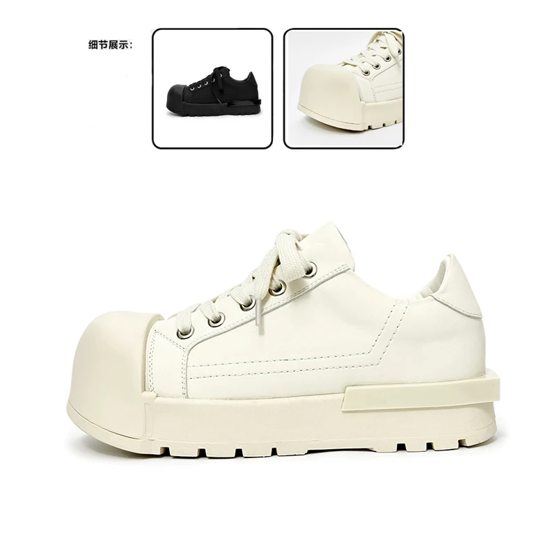 鞋子男丑萌小众设计大头鞋潮流休闲简约百搭情侣鞋秋冬厚底面包鞋