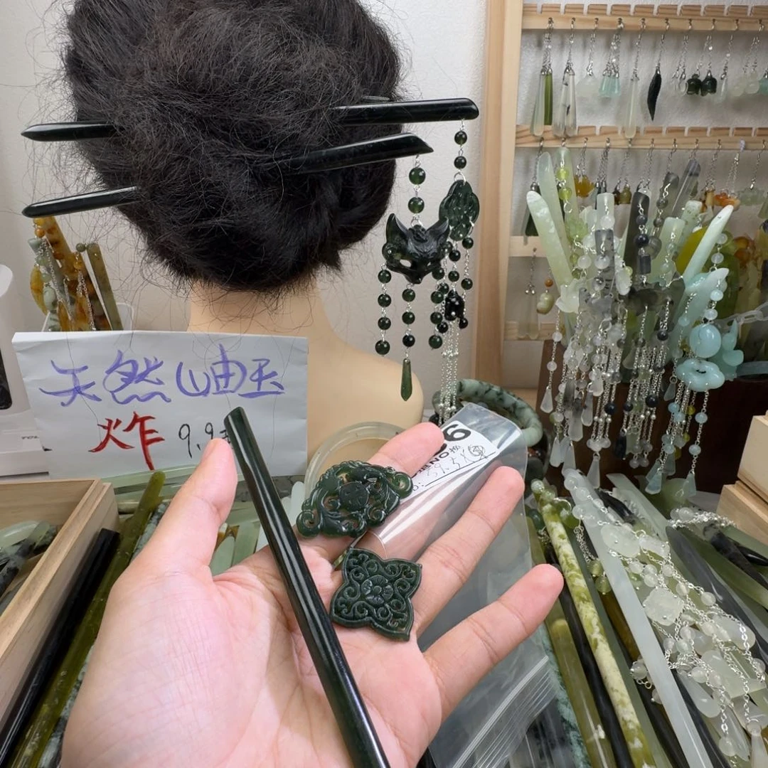 蛇纹石玉未镶嵌发饰少****o